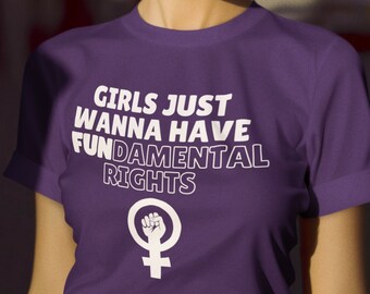 Maglietta per ragazze Just Wanna Have Fundamental Rights, maglietta per i diritti delle donne, maglietta Pro Choice, abbigliamento per la parità, regalo femminista, top femminista