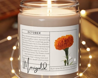 October Birth Flower Candle: Marigold Soy Wax Candle