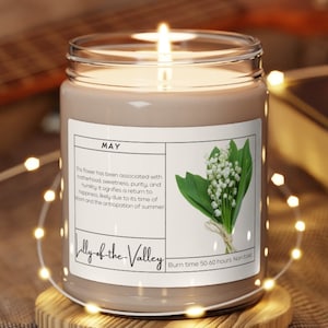 May Birth Flower Candle, Birth Month Candle, Birthday Gift, Mothers Day, New Mother, Gardiner Gift, Gift For Her Mom