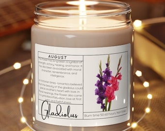 August Birth Flower Candle: Gladiolus Scented Soy Candle