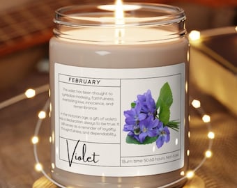 February Birth Flower Candle: Violet Scented Soy Candle