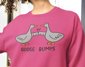 Sweat-shirt à col rond chair de poule : pull-over drôle en forme d'oie