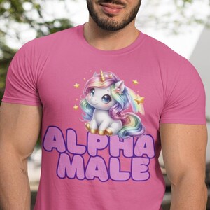 Alpha Male Unicorn Ironic Vintage 90s T-Shirt, Retro Funny Rainbow Unisex Tshirt,, Funny Weird Meme Shirt, Funny Graphic Tee, Offensive Tees