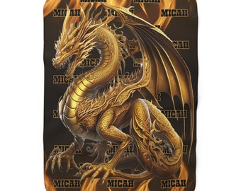 Personalized Dragon Baby Blanket: Plush Velveteen Swaddle
