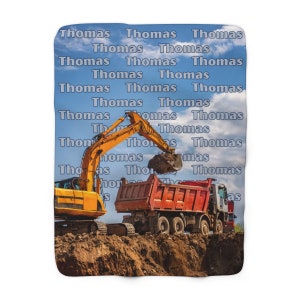 Personalized Construction Blanket, Customized Baby Blanket, Construction Truck Baby Blanket, Dump Truck, Custom Baby Name Blanket