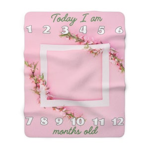 Floral Milestone Blanket, Monthly Growth Tracker, Personalized Baby Blanket, Custom Blanket, Baby Shower Gift, New Baby Gift, Baby Girl