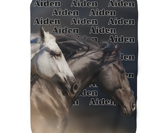 Personalized Horse Blanket: Plush Velveteen Throw, Custom Name Gift
