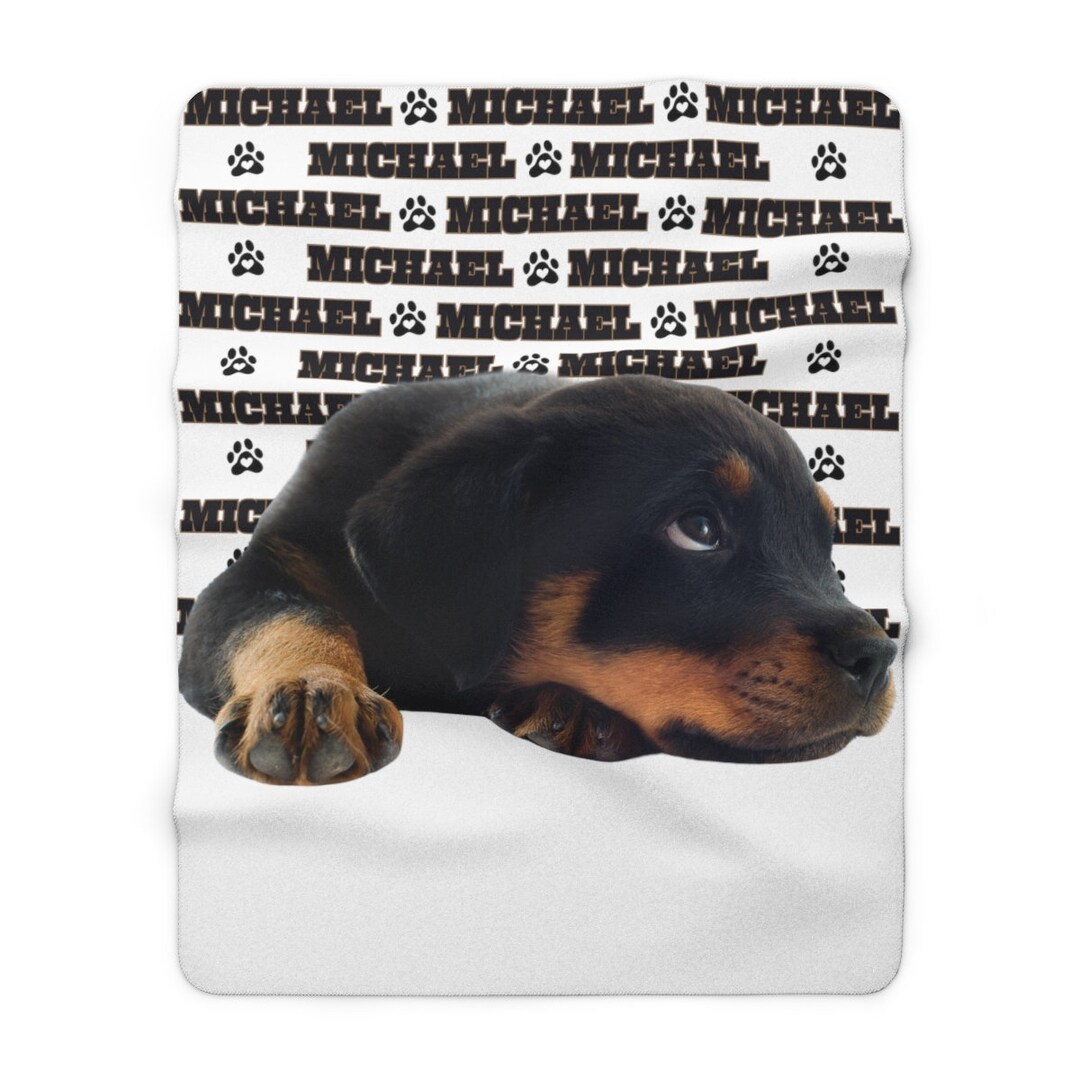Personalized Rottweiler Name Blanket, Dog Lover Couch Throw, Customized