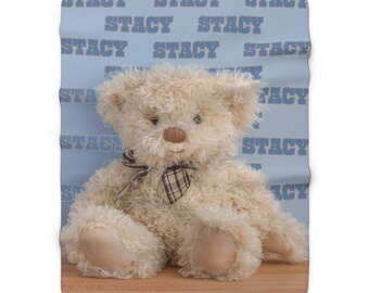 Personalized Teddy Bear Baby Blanket: Plush Velveteen or Sherpa Fleece