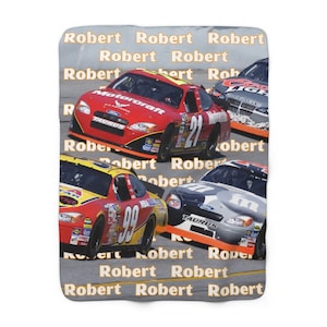 Personalized Race Car Baby Blanket, Baby Boy Custom Name Blanket, Red Race Car, Racing Theme Nursery Blanket, Baby Boy Gift, Boy Car Blanket