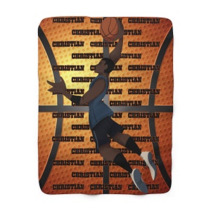 Basketball Personalized Blanket, Sherpa, Velveteen, Customized Basketball Gift, Customized Kids Blanket, Custom Boys Blanket, Girls Blanket
