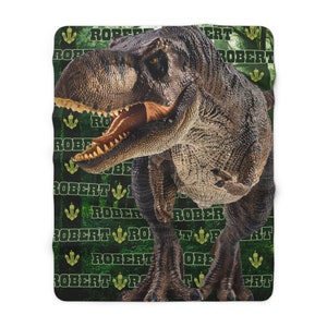 Personalized Dinosaur Blanket, Customized Gift, Custom Name, Minky, Baby Blanket, baby shower gift, Velveteen or Sherpa Blanket for kids