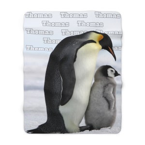 Personalisierte Babydecke, Pinguin Babydecke, Baby Name Decke, Baby-Dusche-Geschenk, personalisiertes Baby-Geschenk, individuelle Baby-Decke