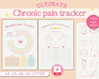 Tagebuch über Symptome und chronische Schmerzen, Überwachung chronischer Fibromyalgie-Erkrankungen, medizinischer Tracker – US-BRIEF – A4 – A5 – A6