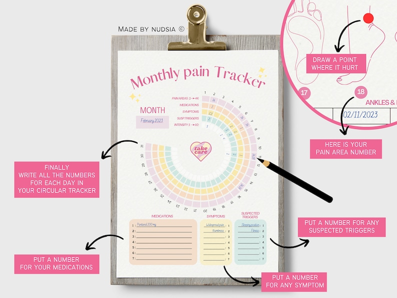Chronic Pain Tracker Journal Printable Symptom Tracker Log - Etsy