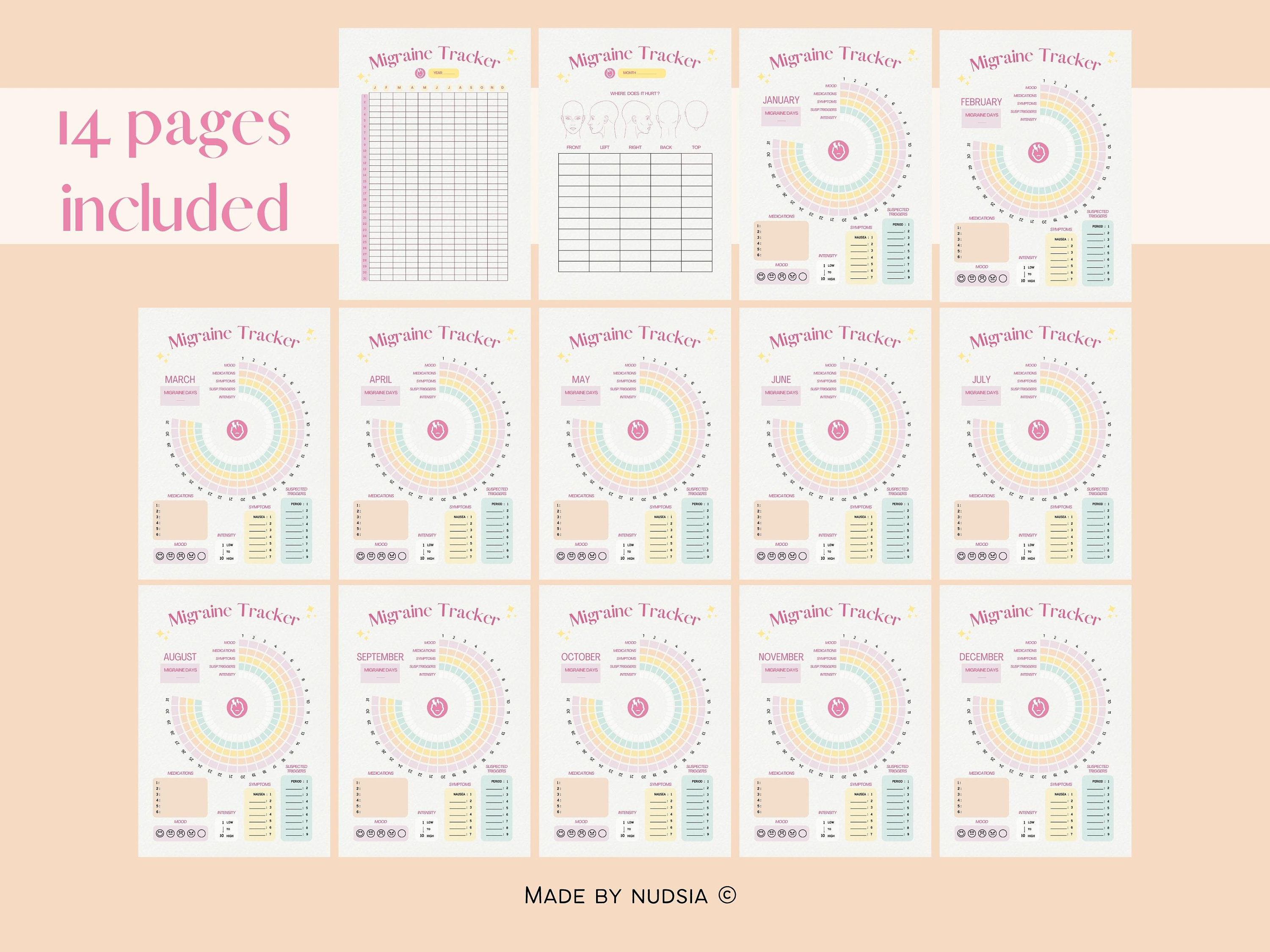 Printable Migraine Tracker, Migraine Medication Tracker, Chronic ...