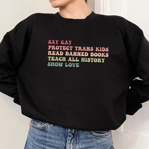 Orgulho PNG Svg, Diga Gay, Proteja Crianças Trans, Leia Livros Proibidos, Ensine Toda a História, Demonstre Amor, Justiça Social, Direitos LGBTQIA+, Direitos Humanos, Igualdade