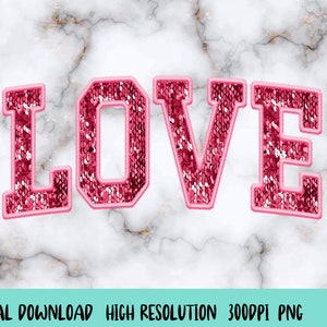 Love PNG | Love Varsity Png | Valentine&#39;s Day Varsity Png | Cute Valentine Png | Trendy Valentine Design| Gold Glitter Sequin | Sparkle