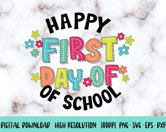 Happy First Day of School Png , Back to School Svg,Retro Teacher Png,Back to School Png,Teacher Gift,Retro Teacher Png, Teacher Pencil Png