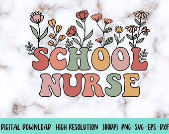 Fleurs sauvages infirmière scolaire Svg, Svg floral infirmière, infirmière Png, Svg infirmière, jolie infirmière Png, infirmière d'urgence Svg, Boho fleurs sauvages Png, Svg, Dxf, Eps
