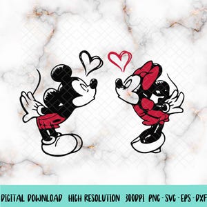 Personalizzato amante Topolino e Minnie Png, San Valentino Svg, Disney coppia Disney Png abbinata, Disney amante San Valentino, Disney San Valentino Png