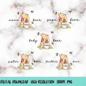 Mama Bär Png, Pu Bär PNG, Familie Passende Png, Papa Bär Png, Baby Bär Png, Mama Png, lustige Mama Shirt Png, Mama Png