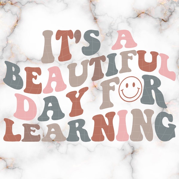 It's A Beautiful Day For Learning Svg Png, Retro Teacher Png, Teacher Shirt Svg, Teacher Smile Face Svg, Funny Teacher Png, Back to School