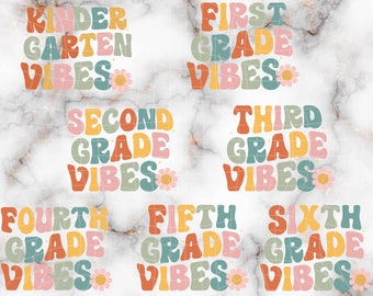 Pack Rentrée scolaire, SVG maternelle, SVG enseignant rétro, 1er jour d'école, png deuxième année, SVG vie enseignant, SVG groovy niveau