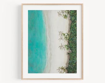 Ocean Water Art Print Aerial Beach View Modern Coastal Fine Art Print Tropical Landscape Art Beach House Decor Minimalist Landscape Artprint