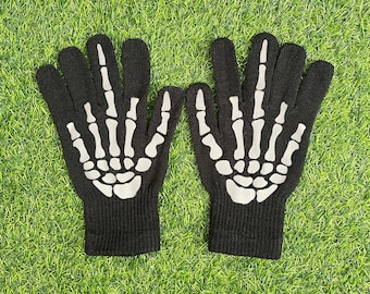 Skeleton Middle Finger Gloves - Etsy