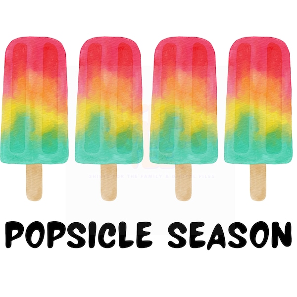 Popsicle Season PNG, Fun Summer PNG, Bright Popsicles Png, Summer Treat PNG, Summer Season Png, Bright Summer Colors Png, Watercolor Png