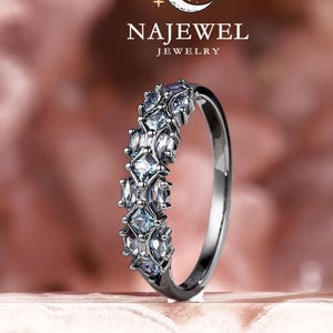 Gothic Black gold Marquise Square Alexandrite Engagement Ring, Rhodium Black Promise Ring, Gothic Wedding Band Dark Matching Band for Women