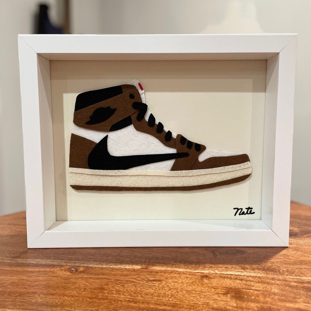 Travis Scott X Air Jordan 1 mocha Felt Sneaker Art - Etsy