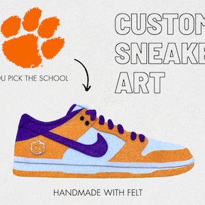 Handmade Felt Sneaker Art • Customizable Design • Favorite Sports Team, School, etc. • Unique Gift for Sneakerheads • Home Decor