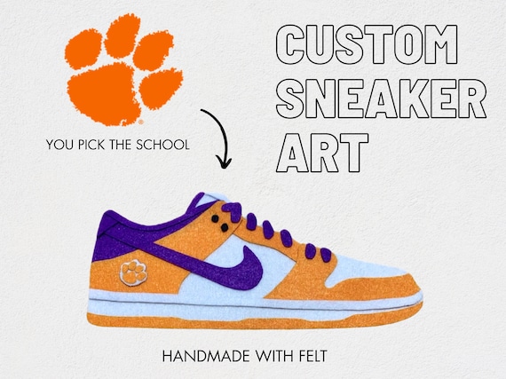 Handmade Felt Sneaker Art • Customizable Design • Favorite Sports Team, School, etc. • Unique Gift for Sneakerheads • Home Decor