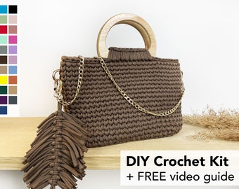 DIY Crochet Bag Kit • June Bag • FREE Crochet Pattern Videoguide • Beginner Friendly • Summer Bag • Shoulder Bag • Handbag • Tote Bag • Gift