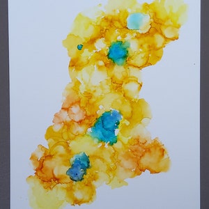 11x14 Orange Wall Art with Pops of Blue, Abstract Painting