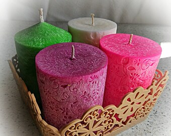 Vela de cera de palma con tracería exótica