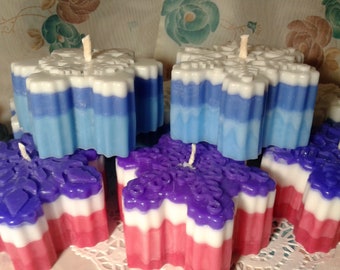 Velas de cera de soja con forma de copo de nieve