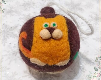 Juguete navideño de fieltro "Gato y conejo"