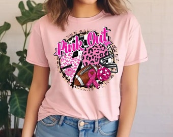 Pink Out PNG, Brustkrebs-Bewusstseins-Sublimationsdesign, rosa Band, Fußball und jubeln Design, fertig zum Drucken, Sofort-Download