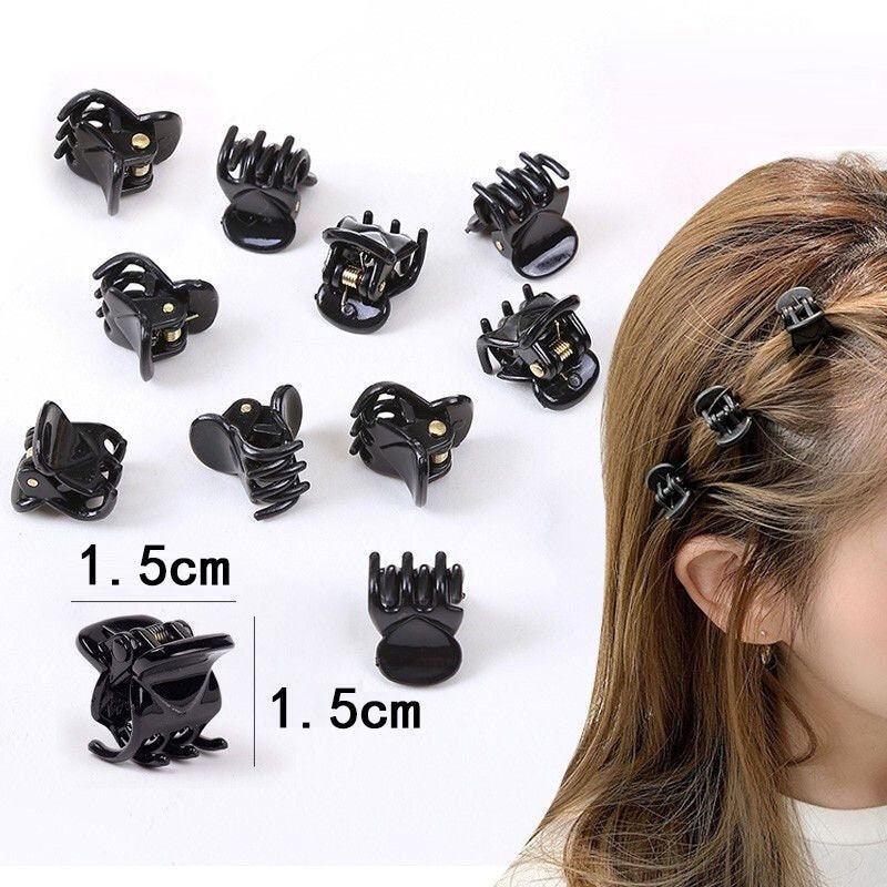 50pcs Mini Hair Claw Clips 1CM Black Plastic Small Hair Clips Grips Pins UK