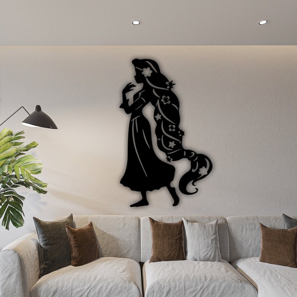 Rapunzel svg Princess metal wall art Princess laser cut Rapunzel decal Princess silhouette Princess sticker Rapunzel cricut Princess dxf