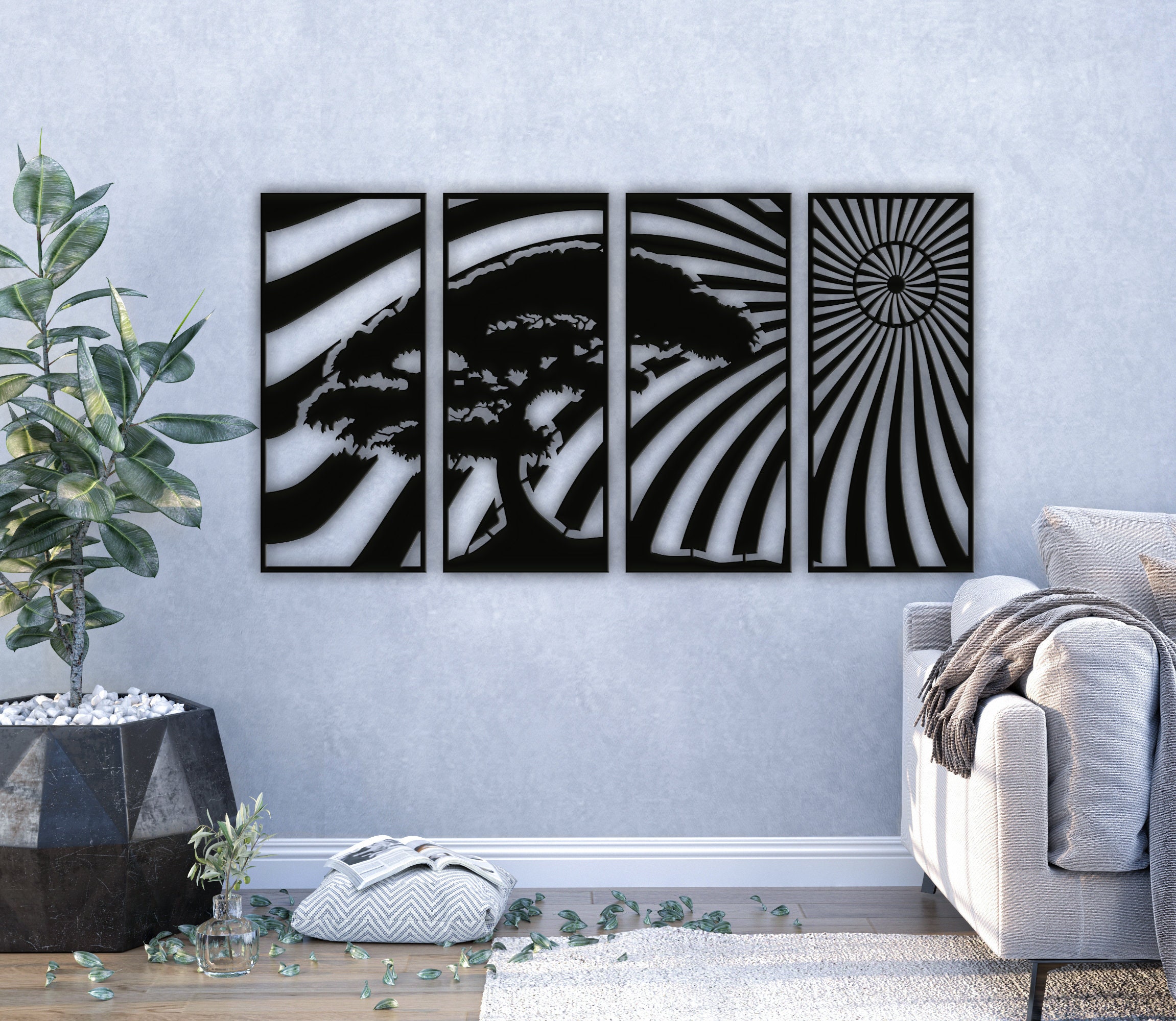 Landscape Wall Art Metal Wall Art Svg Files Svg Home Etsy