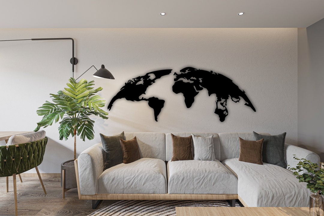 World Map Svg, Metal Wall Art, World Map Dxf, World Map Laser, Cnc