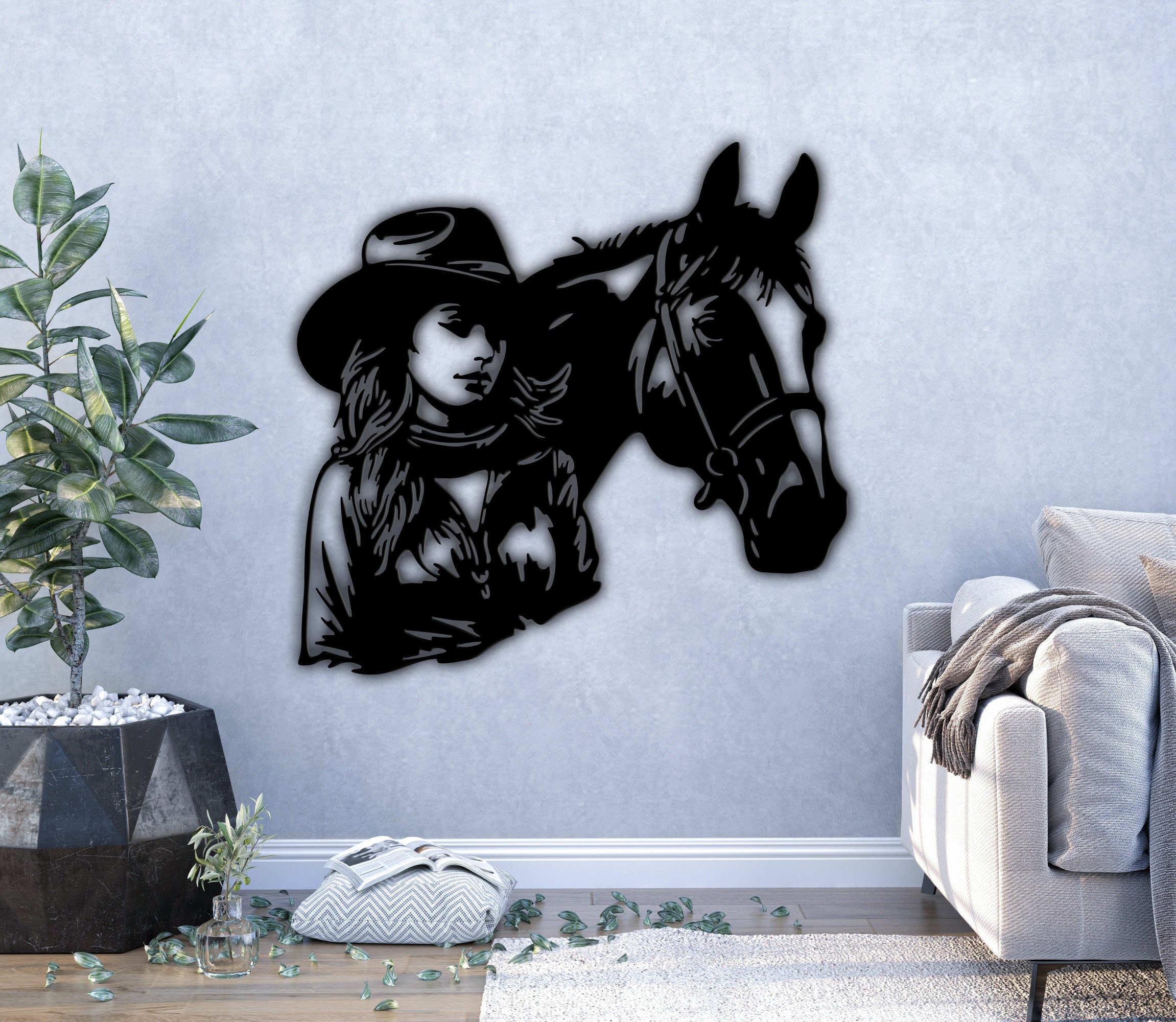 Cowgirl Svg, Cowgirl Metal Wall Art, Cowgirl Dxf, Cricut, Laser