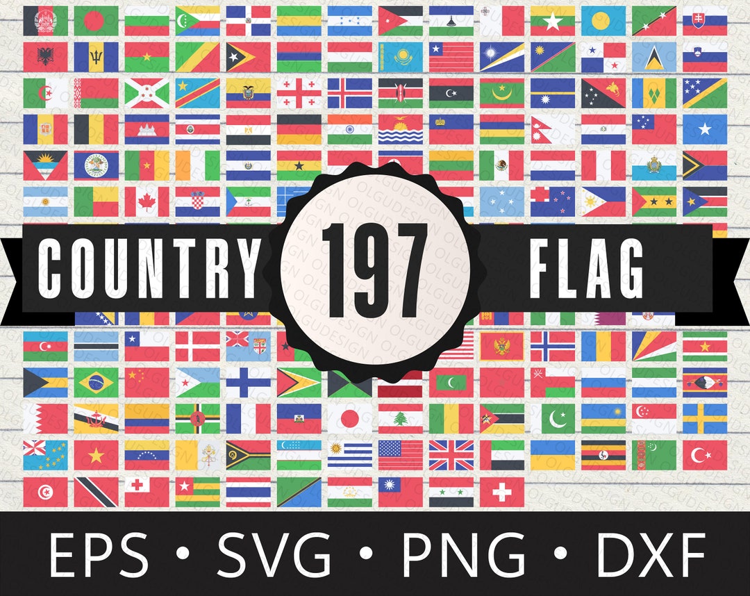 All Country Flags Svg / National Flags Cricut Vector Bundle / - Etsy