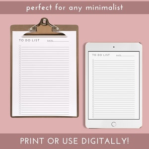 Minimalist To Do List | iPad To Do List | Printable To Do List | Digital To Do List | Paper To Do List | Command Center | Family List