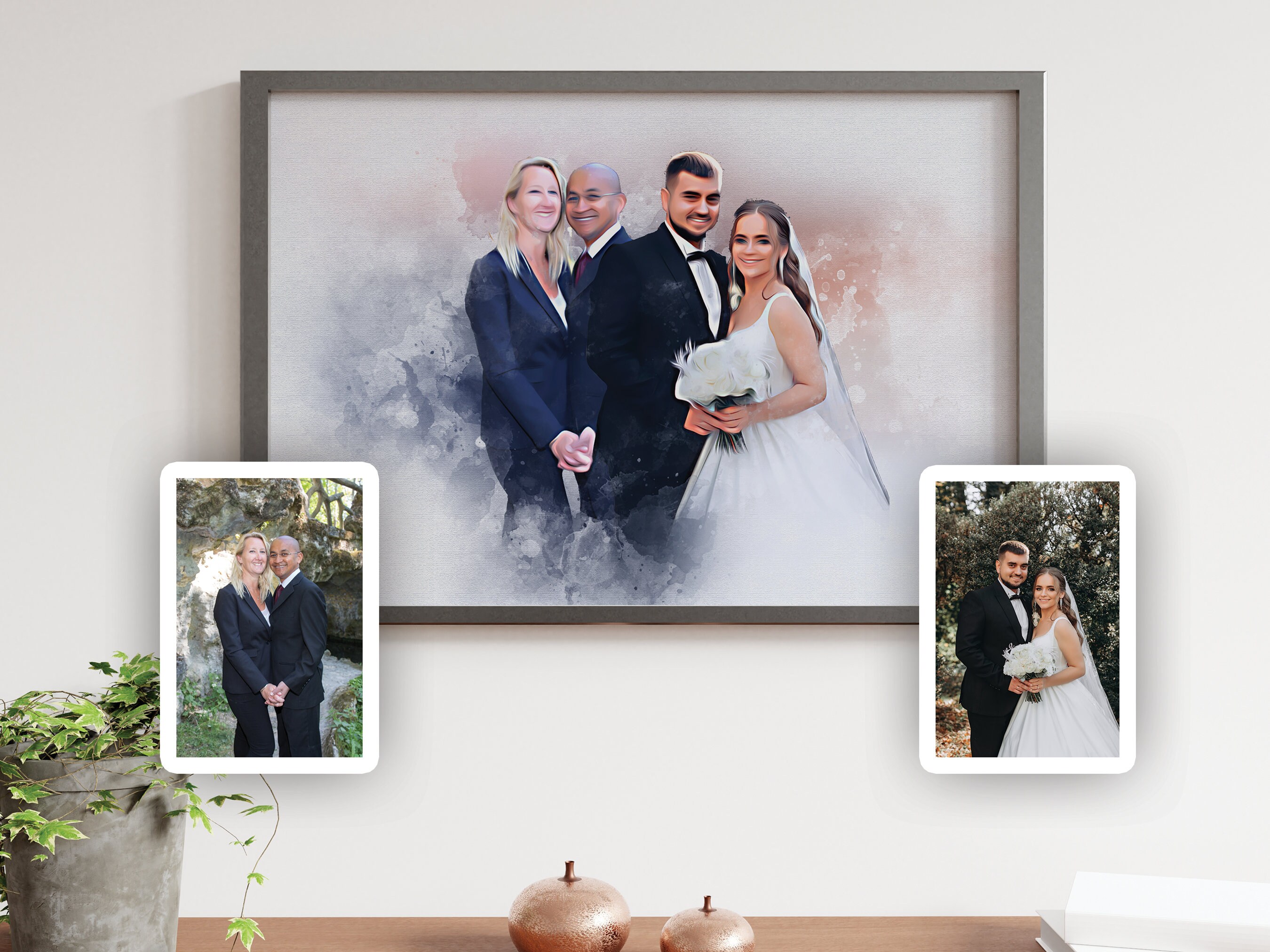 Watercolor Family Portraits, Add Deceased Loved One to Photo Add People