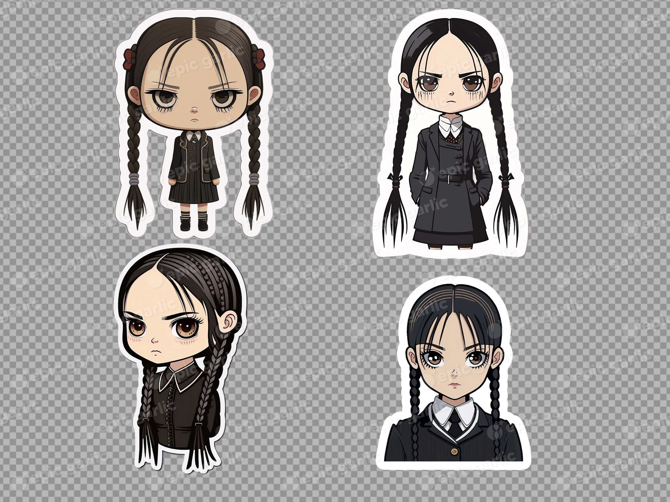 Wednesday Addams Beautiful Cute Perfect Anime Face Adorable Dark Energy ·  Creative Fabrica